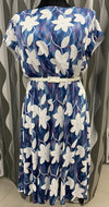 Modro biele kvetované šaty midi - ELHEMA