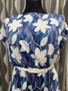 Modro biele kvetované šaty midi - ELHEMA