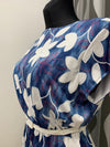 Modro biele kvetované šaty midi - ELHEMA detail
